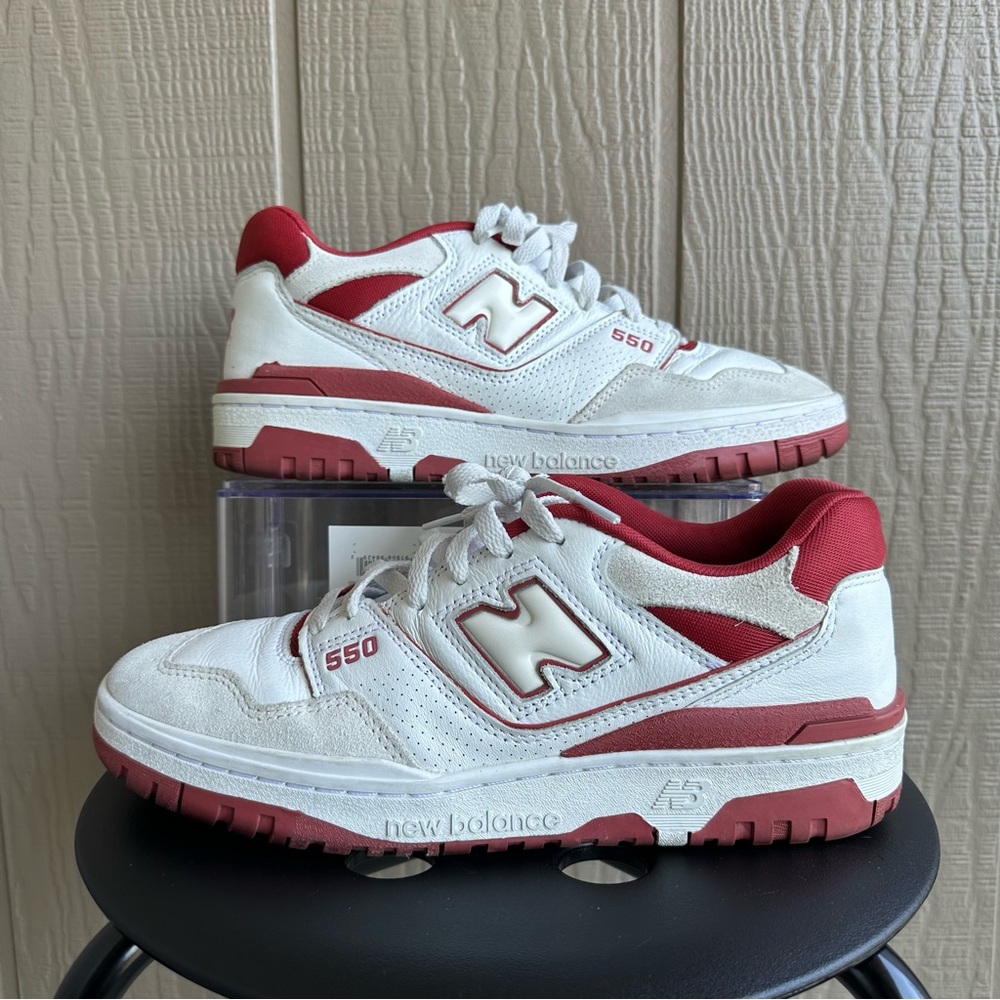 Men’s New Balance 550 shoes white red Astro dust size 8.5